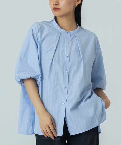 ROSE BUD(ローズバッド)の「BALLOON SLEEVE BLOUSE(シャツ/ブラウス・レディース・ブルー/ブラック/ブラウン・ONE SIZE)」の3枚目の写真