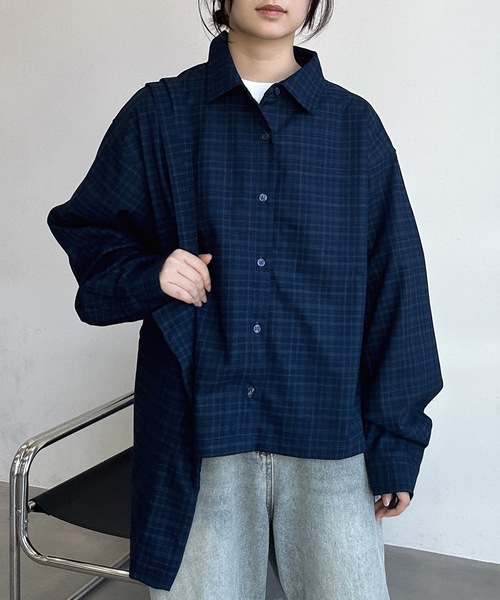 ユニセックス】2セットシャツ×トートバッグ/チェック×ストライプ