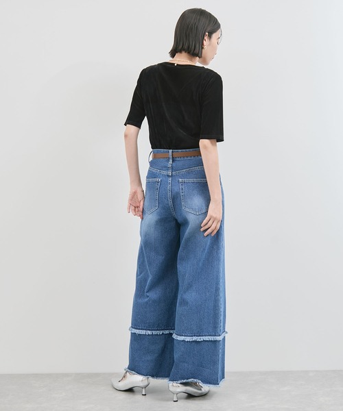 VIS（ビス）の「シーアベロア5部袖プルオーバー（Tシャツ/カットソー・レディース・ブラック/キナリ/チャコールグレー・FREE）」の5枚目の写真