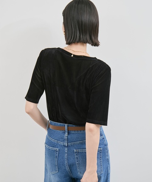 VIS（ビス）の「シーアベロア5部袖プルオーバー（Tシャツ/カットソー・レディース・ブラック/キナリ/チャコールグレー・FREE）」の7枚目の写真