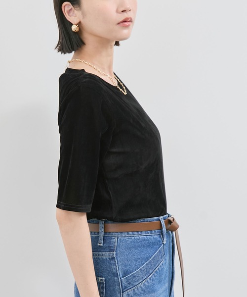 VIS（ビス）の「シーアベロア5部袖プルオーバー（Tシャツ/カットソー・レディース・ブラック/キナリ/チャコールグレー・FREE）」の8枚目の写真
