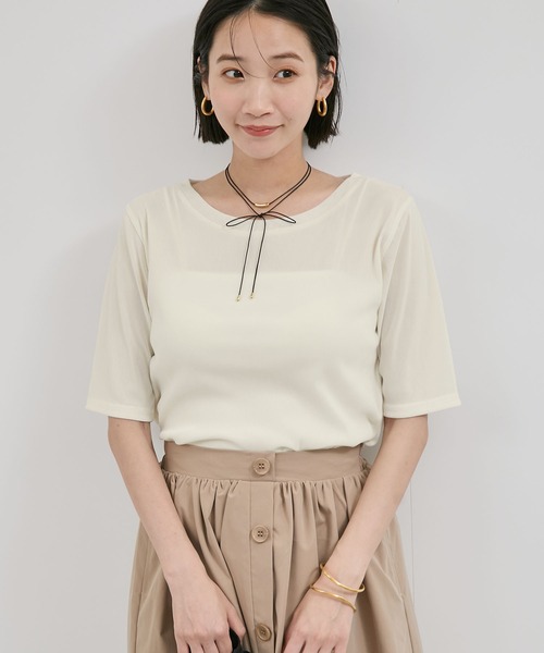 VIS（ビス）の「シーアベロア5部袖プルオーバー（Tシャツ/カットソー・レディース・ブラック/キナリ/チャコールグレー・FREE）」の14枚目の写真