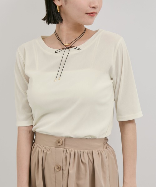 VIS（ビス）の「シーアベロア5部袖プルオーバー（Tシャツ/カットソー・レディース・ブラック/キナリ/チャコールグレー・FREE）」の15枚目の写真