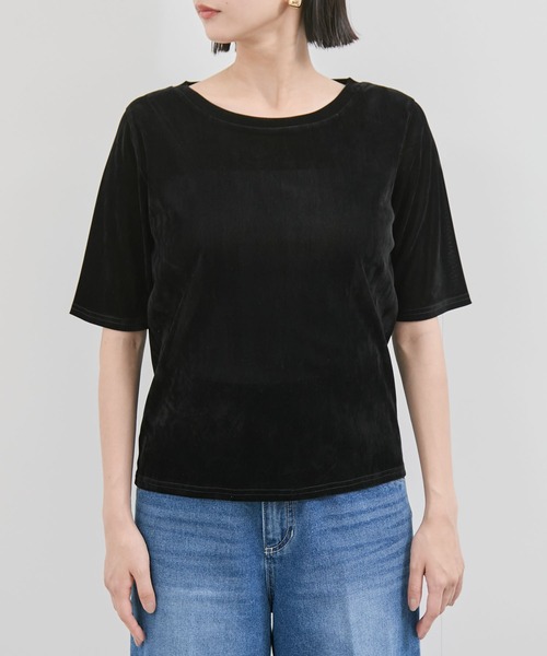 VIS（ビス）の「シーアベロア5部袖プルオーバー（Tシャツ/カットソー・レディース・ブラック/キナリ/チャコールグレー・FREE）」の16枚目の写真