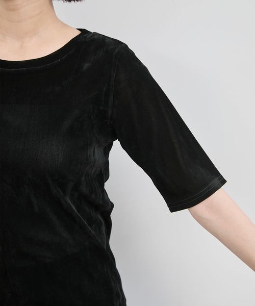 VIS（ビス）の「シーアベロア5部袖プルオーバー（Tシャツ/カットソー・レディース・ブラック/キナリ/チャコールグレー・FREE）」の20枚目の写真