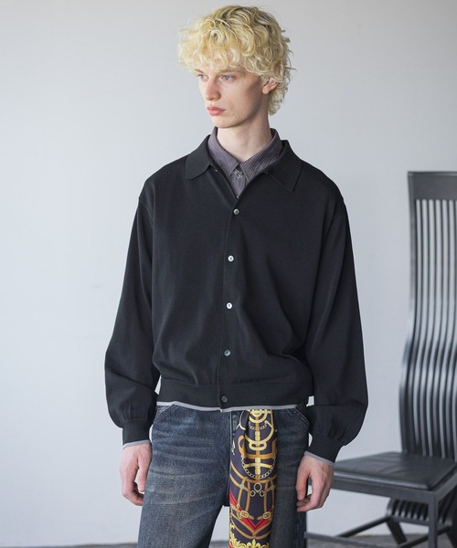 HARE（ハレ）の「ハイショクニットシャツ(HARE)（ニット/セーター・メンズ・ブラック/グレー/グリーン・FREE）」の8枚目の写真