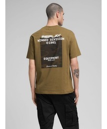リラックスフィット コットンジャージーARMYプリント Tシャツ
