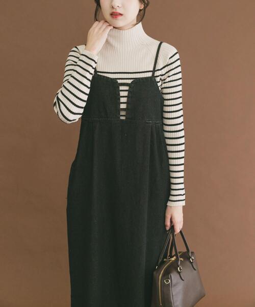 ITEMS URBANRESEARCH(アイテムズ アーバンリサーチ)の「デニムキャミワンピース(ワンピース・レディース・ブラック/インディゴブルー・FREE)」の3枚目の写真