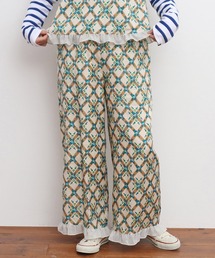 Dot＆Stripes CHILD WOMAN | チェックフラワープリント 裾フリルパンツ(その他パンツ)