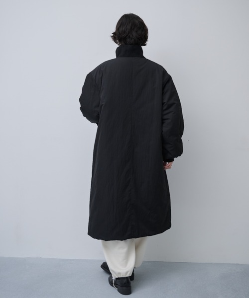 セール】撥水加工リブカラー中綿ロングコート（ダウンジャケット