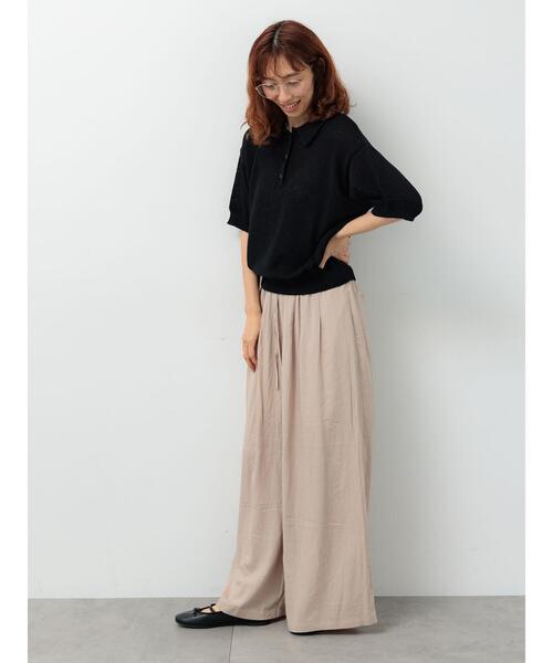 Lugnoncure（ルノンキュール）の「麻レーヨンワイドイージーパンツ（その他パンツ・レディース・ベージュ/ブラック/ターコイズブルー/ブラウン・F）」の5枚目の写真