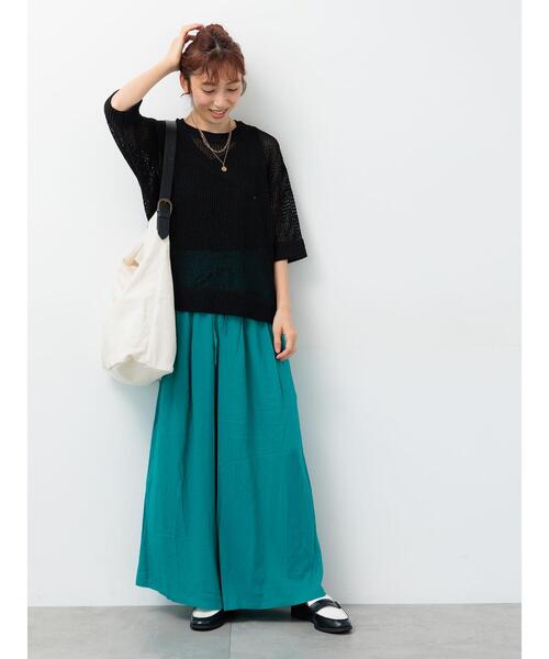 Lugnoncure（ルノンキュール）の「麻レーヨンワイドイージーパンツ（その他パンツ・レディース・ベージュ/ブラック/ターコイズブルー/ブラウン・F）」の14枚目の写真