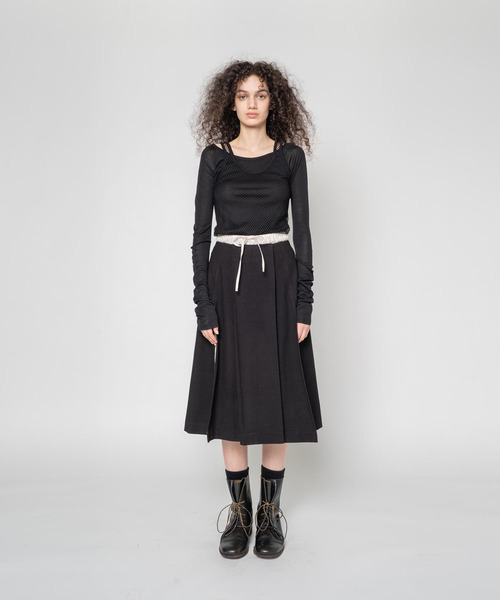 muller of yoshiokubo（ミュラーオブヨシオクボ）の「muller of yoshiokubo ミュラーオブヨシオクボ / BUMPY WOOL LAYER SKIRT バンピーウールレイヤースカート / MLF25403（スカート・レディース・ブラック/ベージュ・36/38）」の3枚目の写真