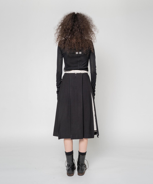 muller of yoshiokubo（ミュラーオブヨシオクボ）の「muller of yoshiokubo ミュラーオブヨシオクボ / BUMPY WOOL LAYER SKIRT バンピーウールレイヤースカート / MLF25403（スカート・レディース・ブラック/ベージュ・36/38）」の5枚目の写真