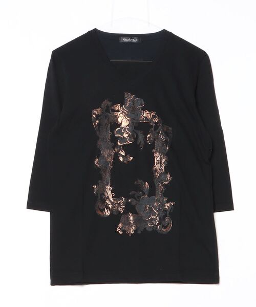 TORNADO MART(トルネードマート)の「フラワーフレームプリント7ブソデカットソー(Tシャツ/カットソー・メンズ・ホワイト/ブラック・M/L)」の11枚目の写真
