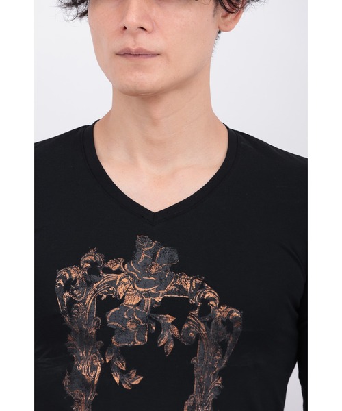 TORNADO MART(トルネードマート)の「フラワーフレームプリント7ブソデカットソー(Tシャツ/カットソー・メンズ・ホワイト/ブラック・M/L)」の9枚目の写真