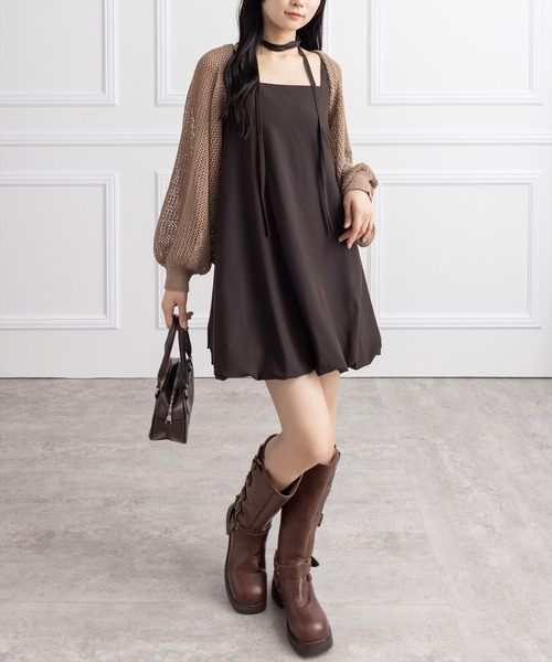 CLEAR BASIC（クリアベーシック）の「マルチウェイバルーンミニワンピース[カジュアル 着回し抜群 大人]（ワンピース・レディース・ブラウン/ブラック/グレー・F）」の16枚目の写真