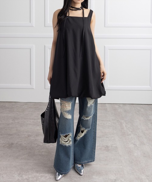 CLEAR BASIC（クリアベーシック）の「マルチウェイバルーンミニワンピース[カジュアル 着回し抜群 大人]（ワンピース・レディース・ブラウン/ブラック/グレー・F）」の17枚目の写真