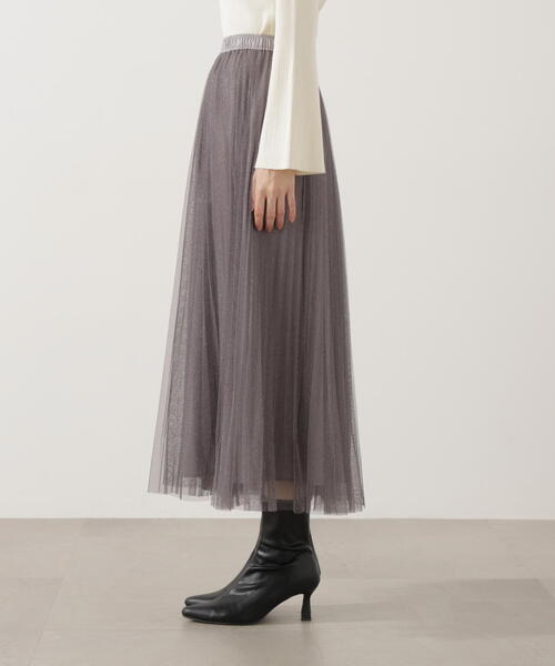 PROPORTION BODY DRESSING(プロポーションボディドレッシング)の「<E>ラメプリーツスカート / 1215227001(スカート・レディース・ダークグレー/オフホワイト・P/S/MEDIUM)」の4枚目の写真
