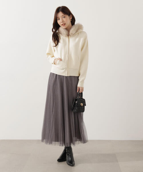 PROPORTION BODY DRESSING(プロポーションボディドレッシング)の「<E>ラメプリーツスカート / 1215227001(スカート・レディース・ダークグレー/オフホワイト・P/S/MEDIUM)」の2枚目の写真