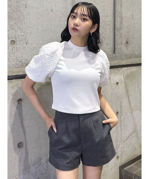 MURUA(ムルーア)の「テレコドッキングジャガードトップス(Tシャツ/カットソー・レディース・ブラック/ホワイト/ブラウン・FREE)」の9枚目の写真