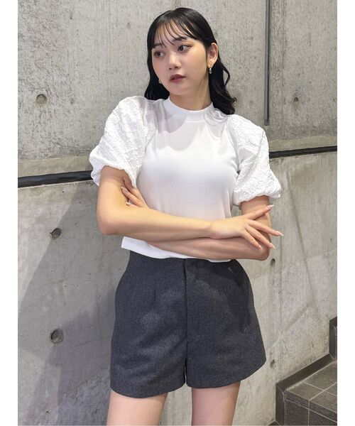 MURUA(ムルーア)の「テレコドッキングジャガードトップス(Tシャツ/カットソー・レディース・ブラック/ホワイト/ブラウン・FREE)」の10枚目の写真