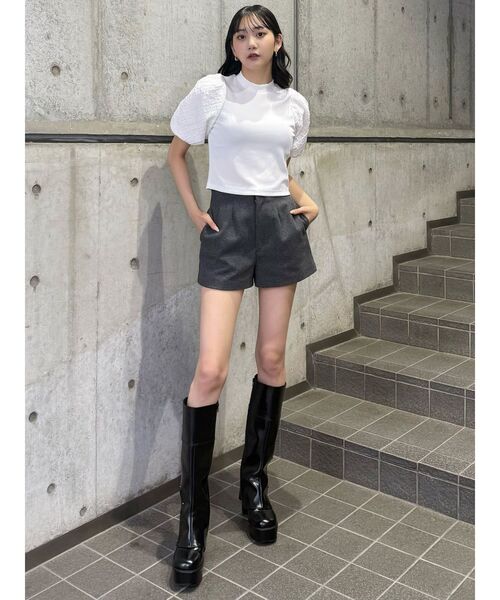 MURUA(ムルーア)の「テレコドッキングジャガードトップス(Tシャツ/カットソー・レディース・ブラック/ホワイト/ブラウン・FREE)」の12枚目の写真