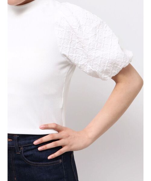 MURUA(ムルーア)の「テレコドッキングジャガードトップス(Tシャツ/カットソー・レディース・ブラック/ホワイト/ブラウン・FREE)」の21枚目の写真