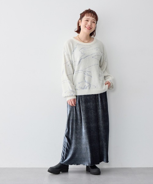 anyfee(エニフィー)の「【anyfee/大きいサイズ】ベロアプリーツスカート(スカート・レディース・カーキ/チャコール・4L/LL/3L/5L)」の8枚目の写真