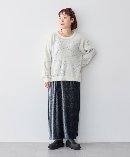 anyfee(エニフィー)の「【anyfee/大きいサイズ】ベロアプリーツスカート(スカート・レディース・カーキ/チャコール・4L/LL/3L/5L)」の9枚目の写真