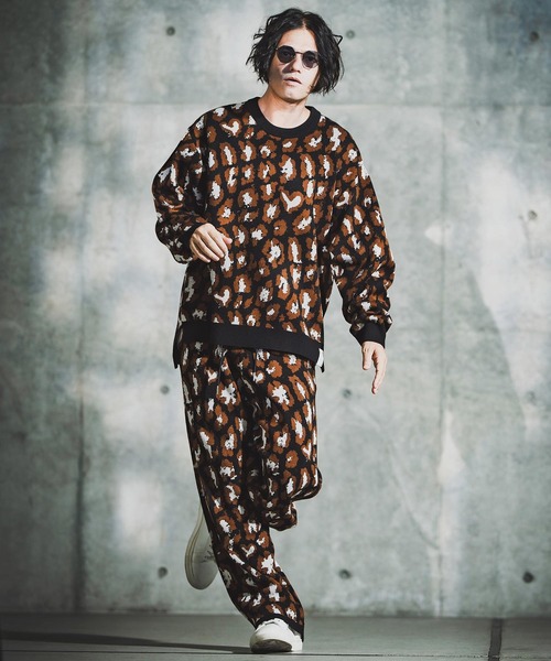 GLIMCLAP（グリムクラップ）の「mn3181-Illusionism Leopard Pattern Knit ニット(192-040-gla-cf)（ニット/セーター・メンズ・ブラック/ベージュ/アイボリー/グレー系その他・S/M/L）」の9枚目の写真