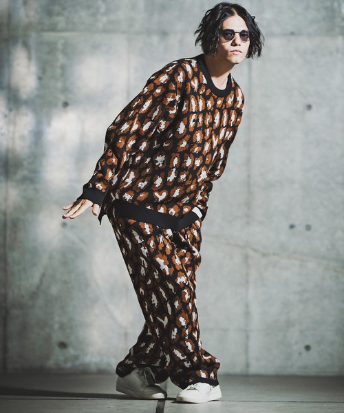 GLIMCLAP（グリムクラップ）の「mn3181-Illusionism Leopard Pattern Knit ニット(192-040-gla-cf)（ニット/セーター・メンズ・ブラック/ベージュ/アイボリー/グレー系その他・S/M/L）」の10枚目の写真