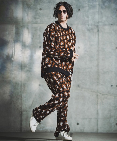 GLIMCLAP（グリムクラップ）の「mn3181-Illusionism Leopard Pattern Knit ニット(192-040-gla-cf)（ニット/セーター・メンズ・ブラック/ベージュ/アイボリー/グレー系その他・S/M/L）」の11枚目の写真