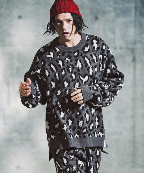 GLIMCLAP（グリムクラップ）の「mn3181-Illusionism Leopard Pattern Knit ニット(192-040-gla-cf)（ニット/セーター・メンズ・ブラック/ベージュ/アイボリー/グレー系その他・S/M/L）」の13枚目の写真