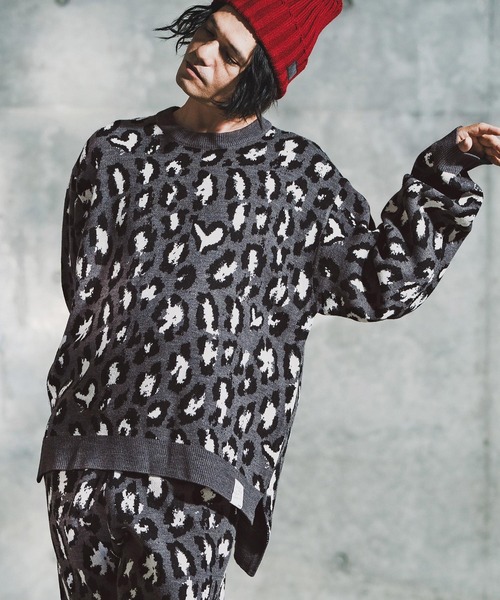 GLIMCLAP（グリムクラップ）の「mn3181-Illusionism Leopard Pattern Knit ニット(192-040-gla-cf)（ニット/セーター・メンズ・ブラック/ベージュ/アイボリー/グレー系その他・S/M/L）」の14枚目の写真