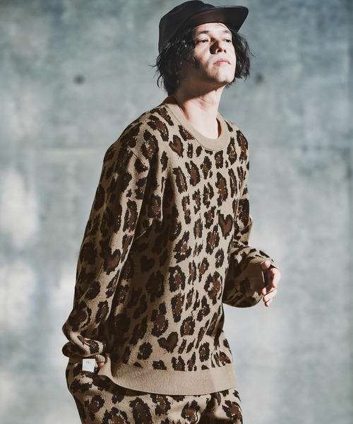 GLIMCLAP（グリムクラップ）の「mn3181-Illusionism Leopard Pattern Knit ニット(192-040-gla-cf)（ニット/セーター・メンズ・ブラック/ベージュ/アイボリー/グレー系その他・S/M/L）」の20枚目の写真