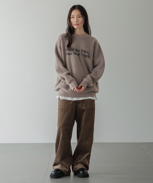 LOWRYS FARM（ローリーズファーム）の「【LFM(U)】シャギーロゴニットプルオーバー　606796（ニット/セーター・メンズ・ブラック/グレー/ブラウン・FREE）」の4枚目の写真