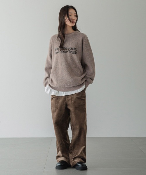 LOWRYS FARM（ローリーズファーム）の「【LFM(U)】シャギーロゴニットプルオーバー　606796（ニット/セーター・メンズ・ブラック/グレー/ブラウン・FREE）」の6枚目の写真