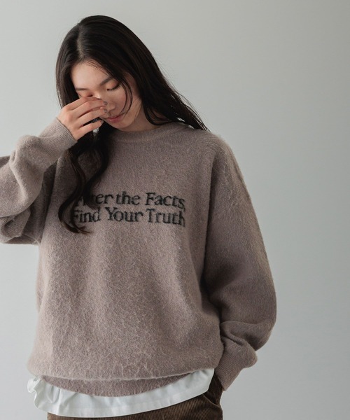 LOWRYS FARM（ローリーズファーム）の「【LFM(U)】シャギーロゴニットプルオーバー　606796（ニット/セーター・メンズ・ブラック/グレー/ブラウン・FREE）」の9枚目の写真