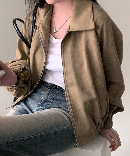 セール】フェイクスエード ジップアップ ブルゾン（ブルゾン）｜SHEPP