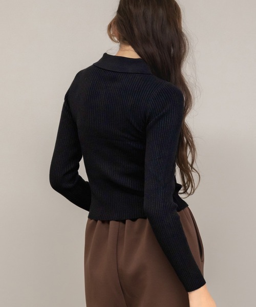 HEILIS(ヘイリス)の「ダブルジップリブニットトップス / ベージュ ブラック グレー ニット トップス 長袖 リブ 秋服 冬服 ダブルジップ ノームコア コンパクト クロップド 韓国 カーディガン(ニット/セーター・レディース・ブラック/グレー/ベージュ・FREE)」の18枚目の写真