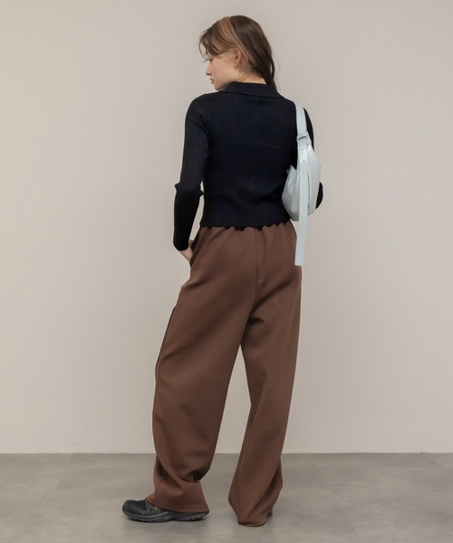 HEILIS(ヘイリス)の「ダブルジップリブニットトップス / ベージュ ブラック グレー ニット トップス 長袖 リブ 秋服 冬服 ダブルジップ ノームコア コンパクト クロップド 韓国 カーディガン(ニット/セーター・レディース・ブラック/グレー/ベージュ・FREE)」の22枚目の写真