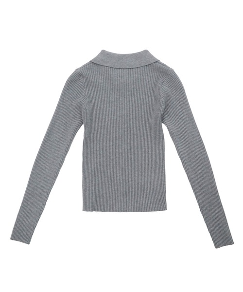 HEILIS(ヘイリス)の「ダブルジップリブニットトップス / ベージュ ブラック グレー ニット トップス 長袖 リブ 秋服 冬服 ダブルジップ ノームコア コンパクト クロップド 韓国 カーディガン(ニット/セーター・レディース・ブラック/グレー/ベージュ・FREE)」の5枚目の写真