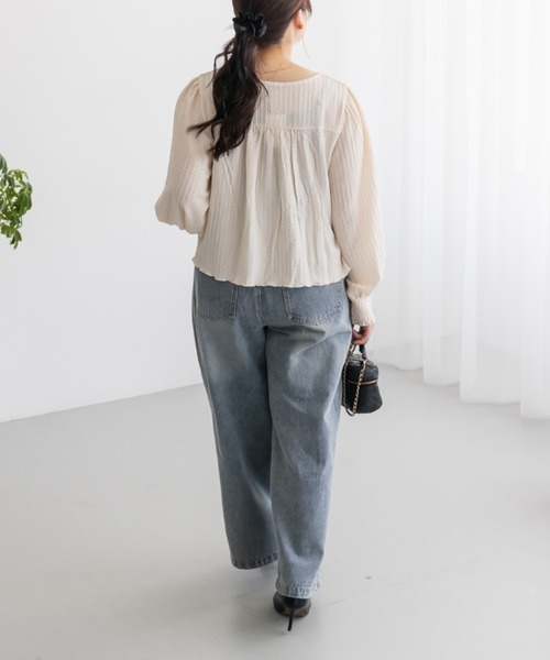 CLETTE（クレット）の「CLETTEオリジナルボタンデザイン長袖ティアードプルオーバー（Tシャツ/カットソー・レディース・ブラウン/チャコールグレー/アイボリー・LL/4L/3L）」の7枚目の写真