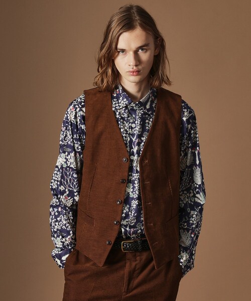 40ｃｔ＆525（フォーティーカラッツアンドゴーニーゴ）の「【Sサイズ～】ドビーキャラメルコールべスト（スーツベスト・メンズ・ダークブラウン/カーキ系6・04/03/02/01）」の2枚目の写真