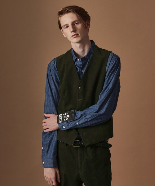 40ｃｔ＆525（フォーティーカラッツアンドゴーニーゴ）の「【Sサイズ～】ドビーキャラメルコールべスト（スーツベスト・メンズ・ダークブラウン/カーキ系6・04/03/02/01）」の10枚目の写真