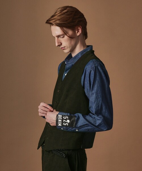 40ｃｔ＆525（フォーティーカラッツアンドゴーニーゴ）の「【Sサイズ～】ドビーキャラメルコールべスト（スーツベスト・メンズ・ダークブラウン/カーキ系6・04/03/02/01）」の16枚目の写真