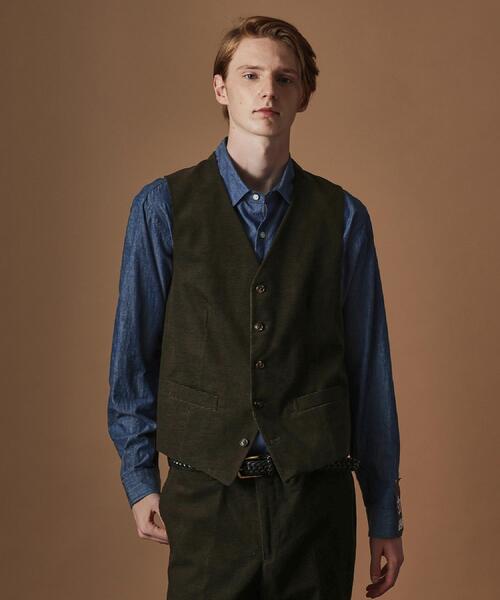 40ｃｔ＆525（フォーティーカラッツアンドゴーニーゴ）の「【Sサイズ～】ドビーキャラメルコールべスト（スーツベスト・メンズ・ダークブラウン/カーキ系6・04/03/02/01）」の14枚目の写真