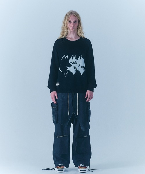 FR(13)NDS（フレンズ）の「FR(13)NDS/フレンズ/Wolf M KNIT（ニット/セーター・メンズ・ブラック/ブルー/ベージュ・M/L）」の5枚目の写真