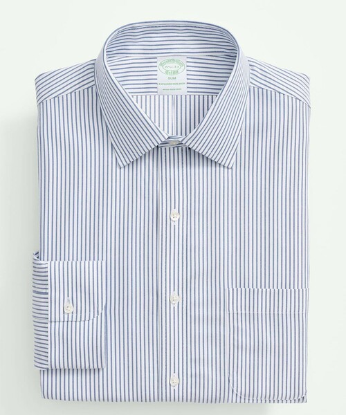 BROOKS BROTHERS(ブルックスブラザーズ)の「Brooks Brothers Explorer コットンブレンド ストライプ ドレスシャツ Slim Fit(ビジネスシャツ・メンズ・ネイビー・14 1/2-31/15-31/15-32/15-33/15 1/2-31/15 1/2-32/15 1/2-33/16-31/16-32/16-33/16 1/2-33/16 1/2-32)」の3枚目の写真